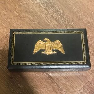 Vintage Swank Accessory Black and Gold Eagle Decorative Box